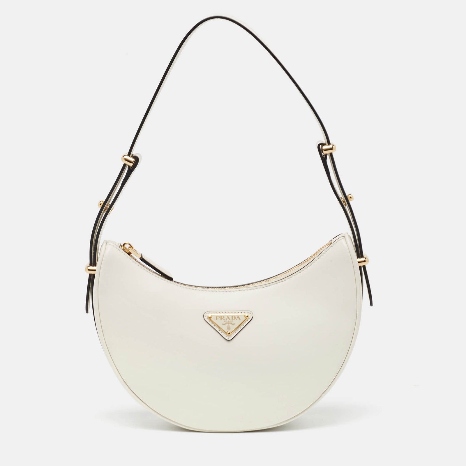 Prada White Leather Arqu&eacute; Shoulder Bag