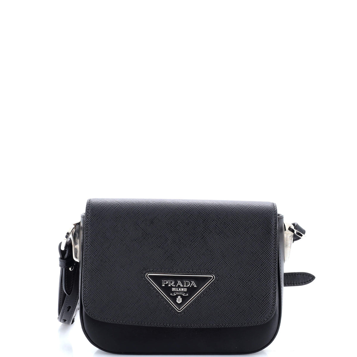 Prada PRADA Identity Flap Shoulder Bag Saffiano with City Calf Small