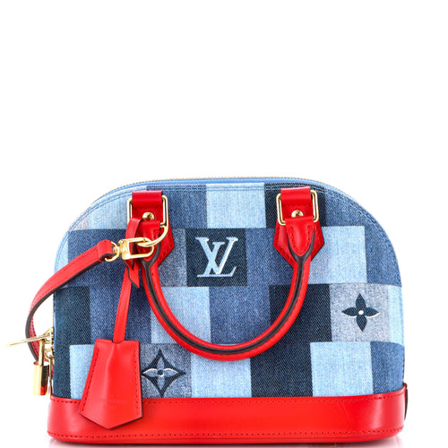 Alma Handbag Damier and Monogram Patchwork Denim BB
