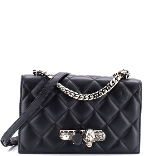 Jewelled Flap Satchel Quilted Leather Medium