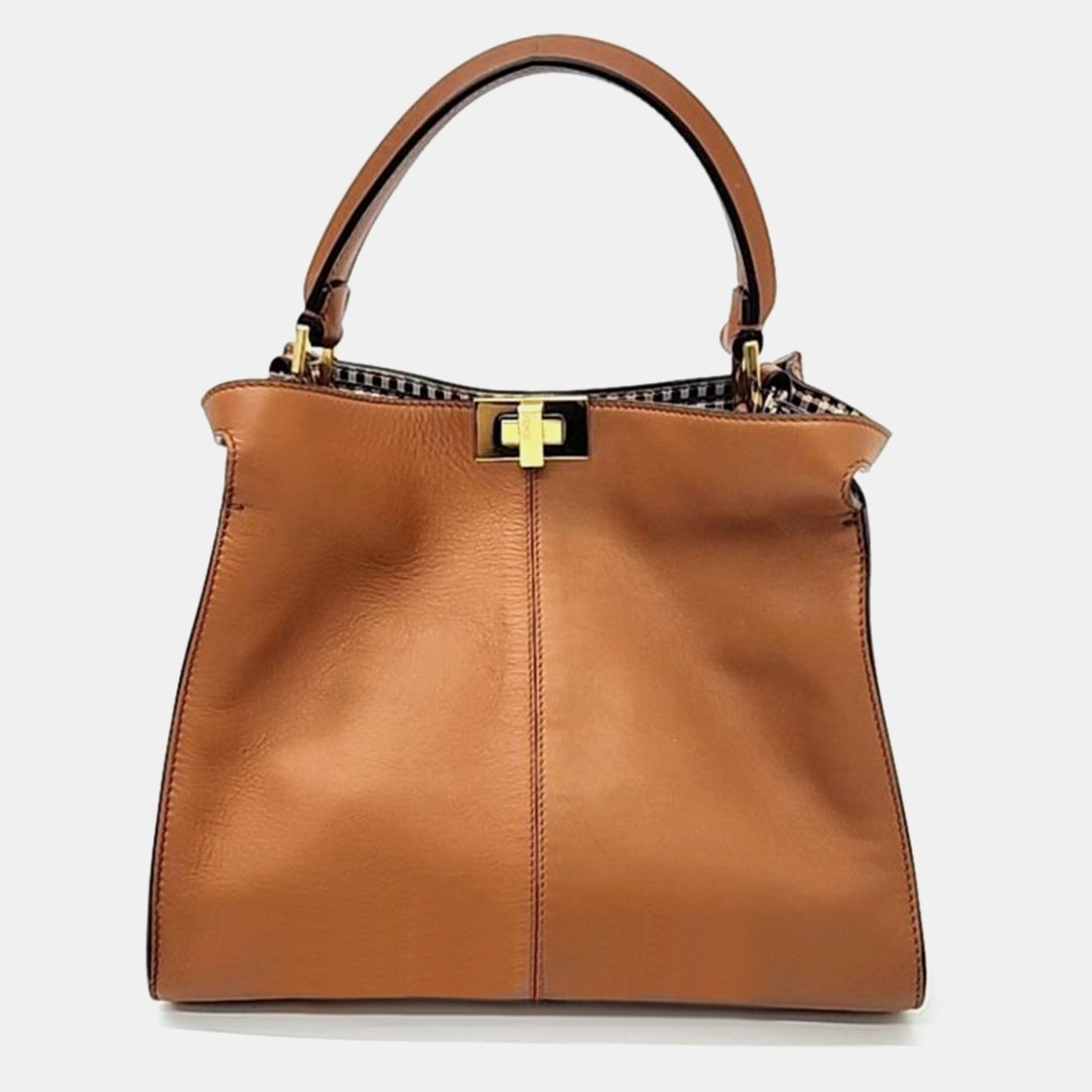 Fendi BrownLeather Peekaboo X Lite Tote Bag