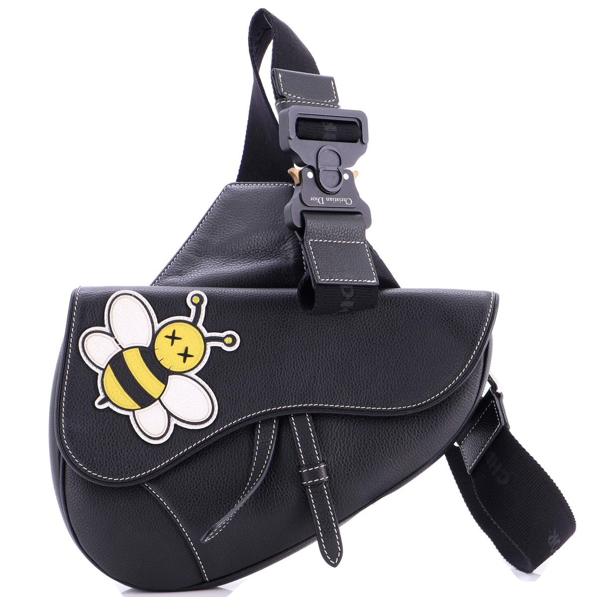 Christian Dior KAWS Saddle Crossbody Bag Leather with Applique