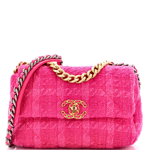 CHANEL 19 Flap Bag Quilted Tweed Medium