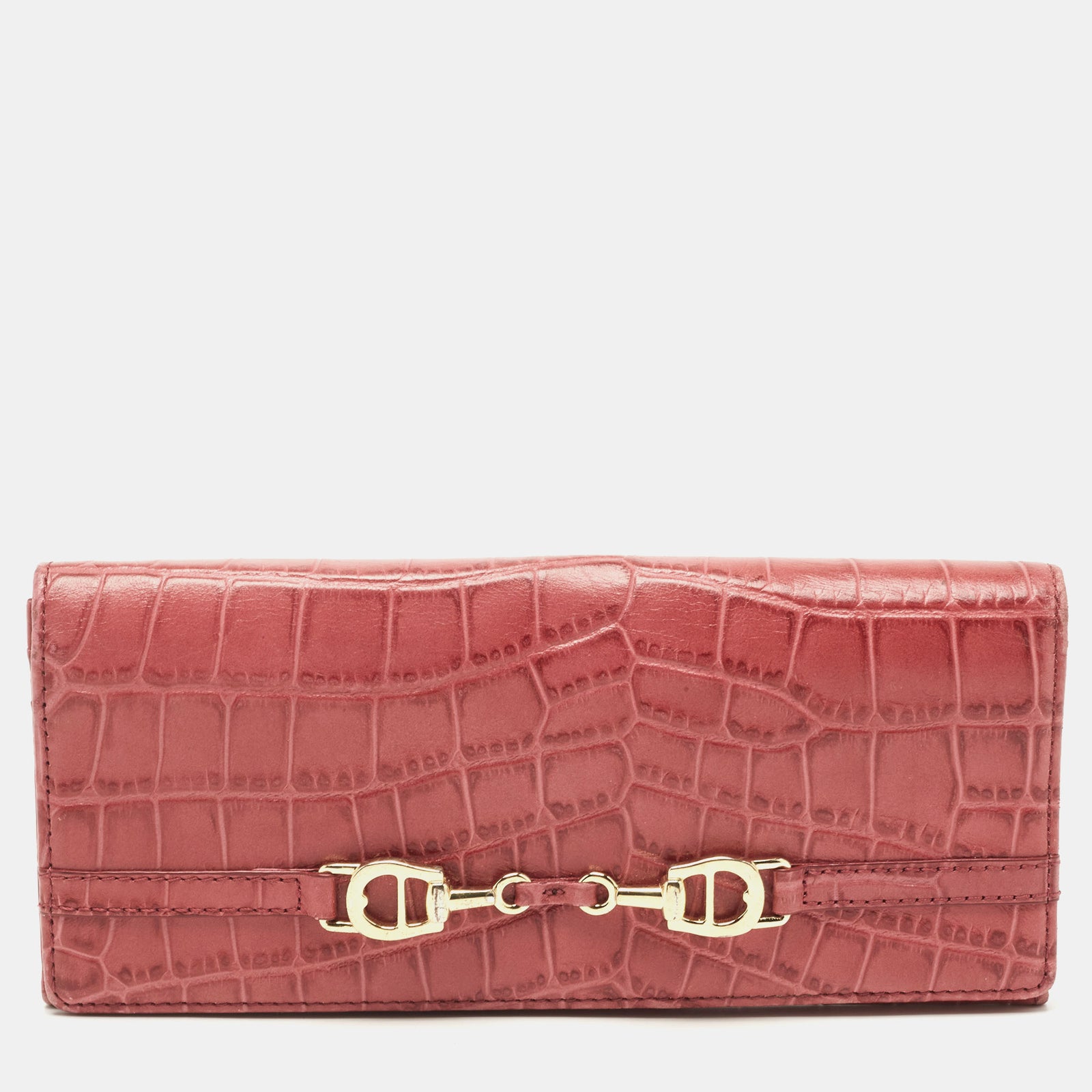 Aigner Pink Croc Embossed Leather Continental Wallet