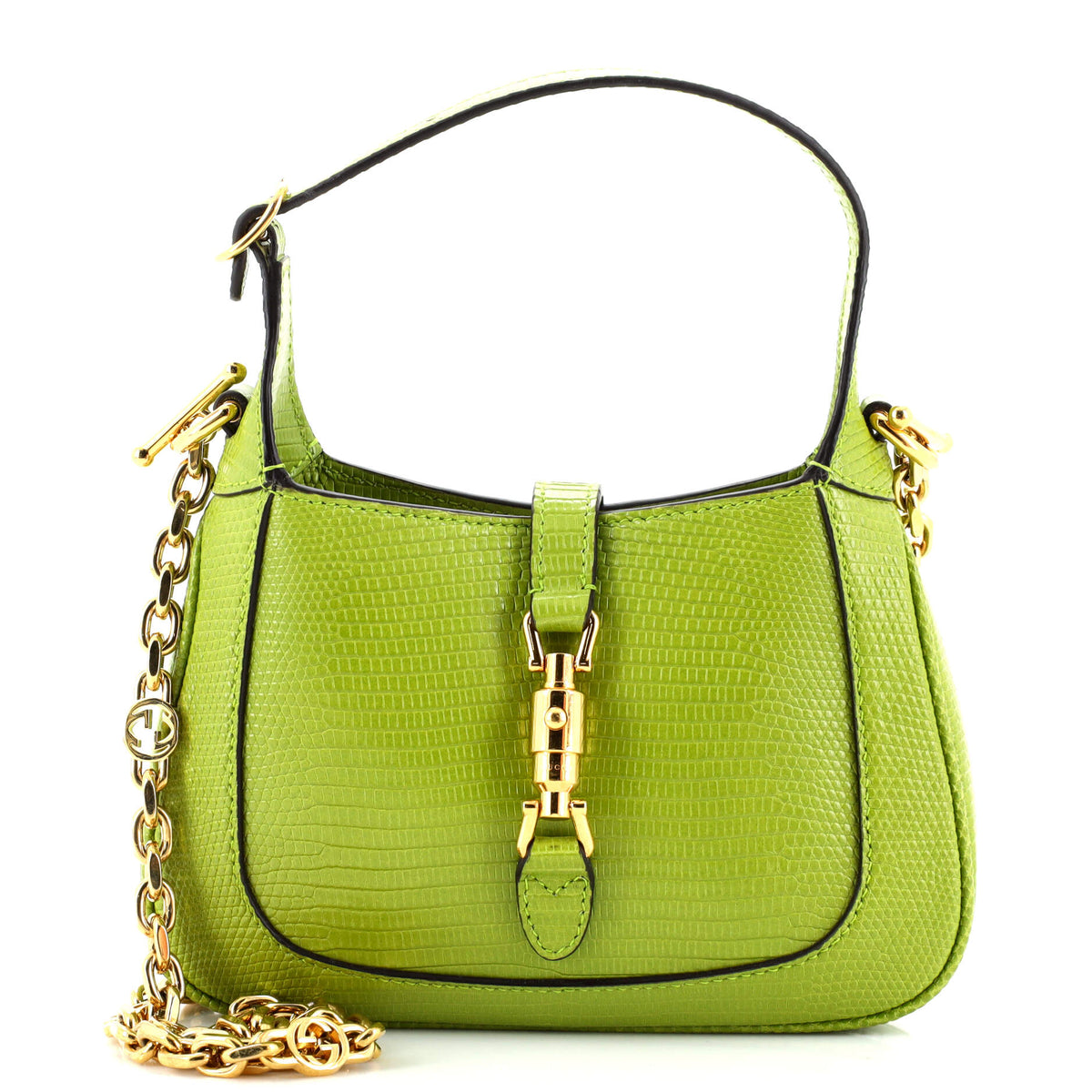 Gucci GUCCI Jackie 1961 Chain Hobo Metallic Lizard Mini