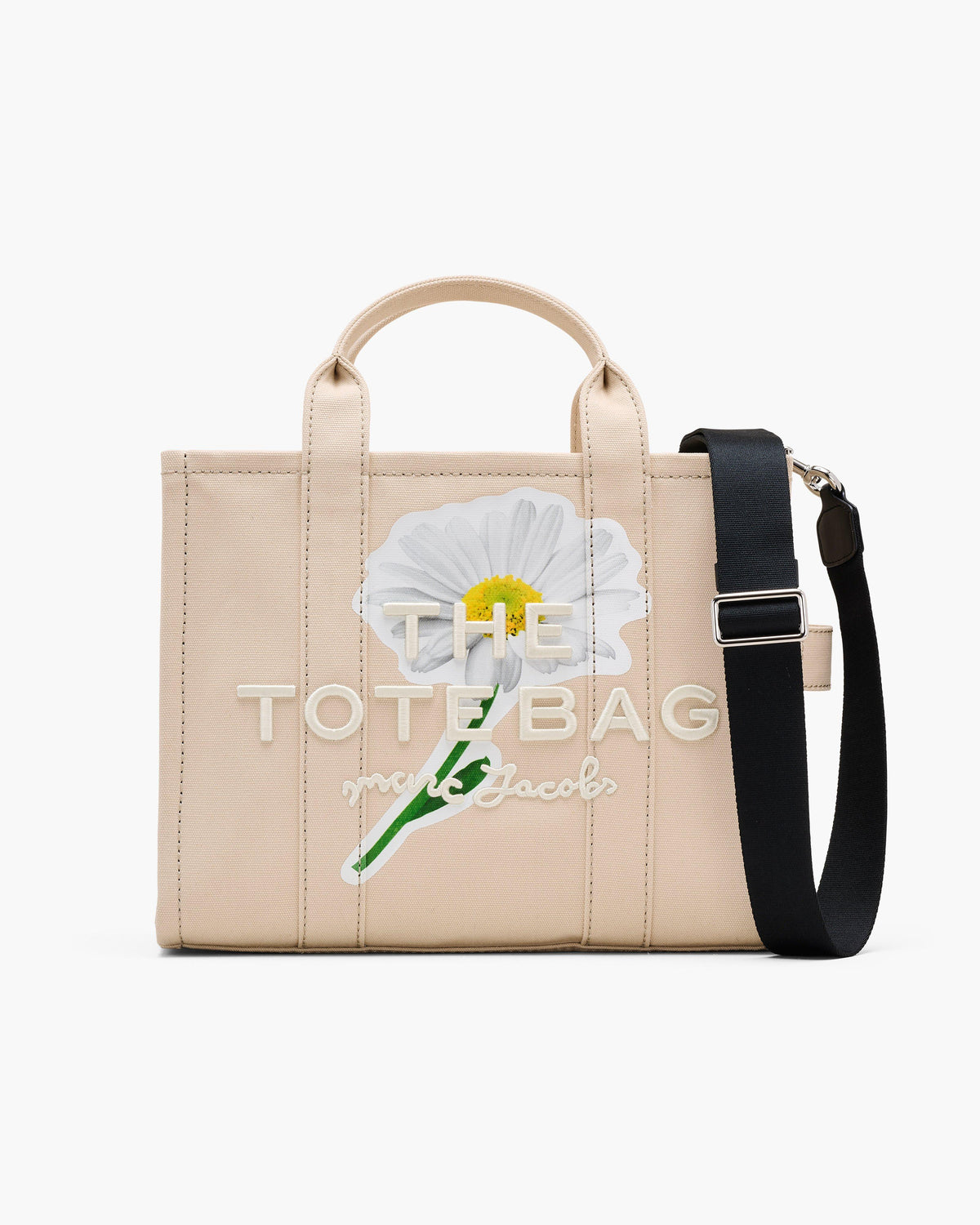 Marc Jacobs Marc Jacobs The Daisy Script Canvas Medium Tote Bag in Cloud White Multi