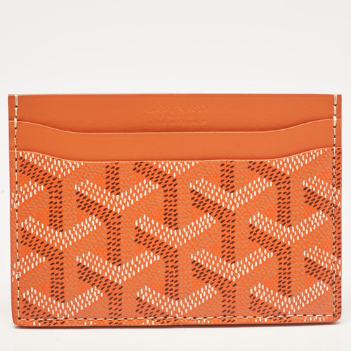 Orange Goyardine Coated Canvas and Leather Saint Sulpice Card Holder