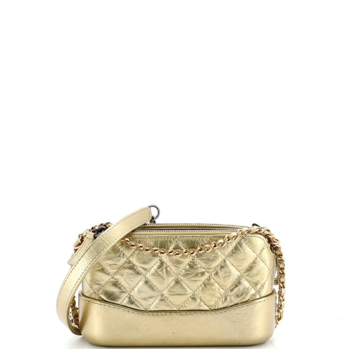Chanel CHANEL Gabrielle Double Zip Clutch with Chain Quilted Aged Calfskin