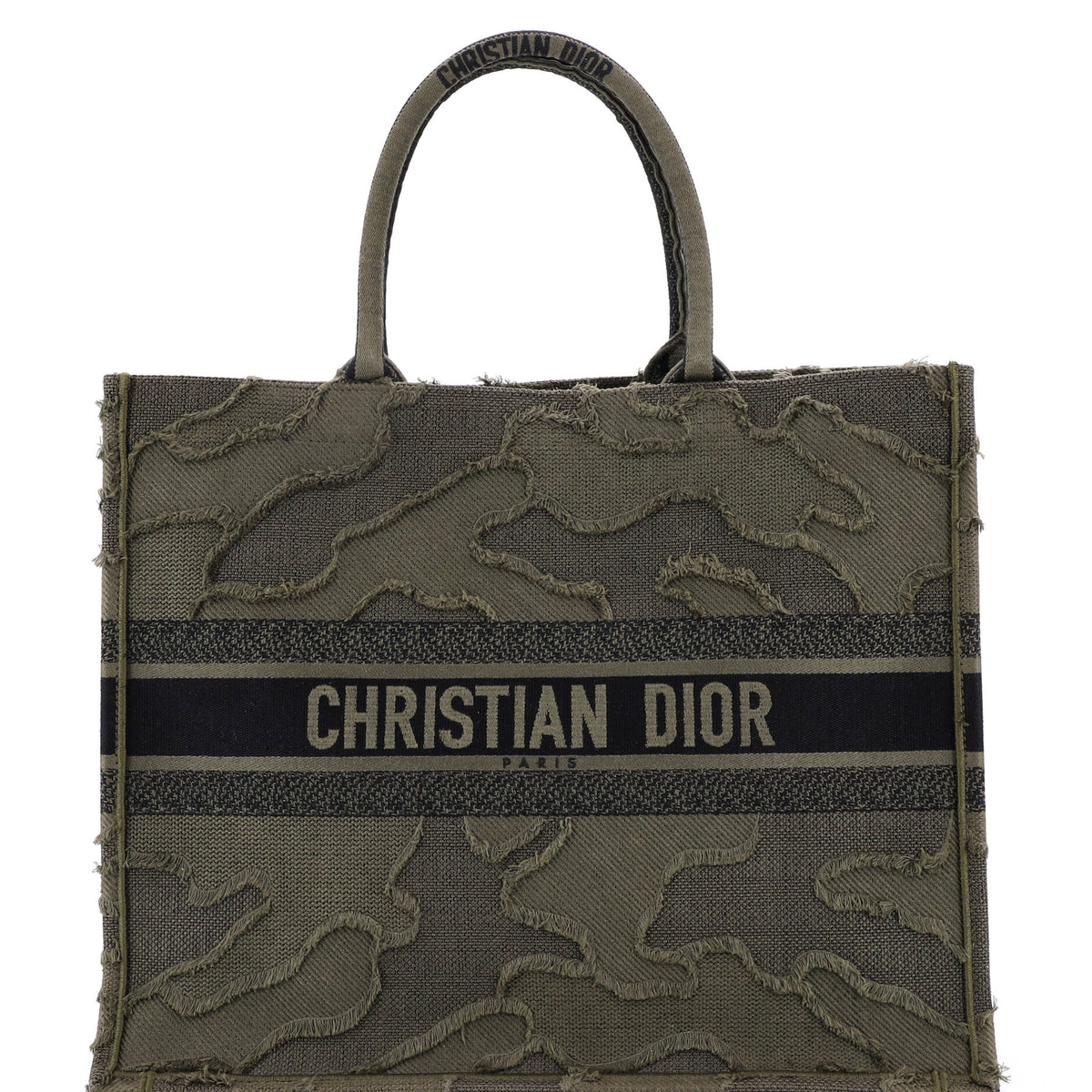 Christian Dior Book Tote Camouflage Embroidered Canvas Large