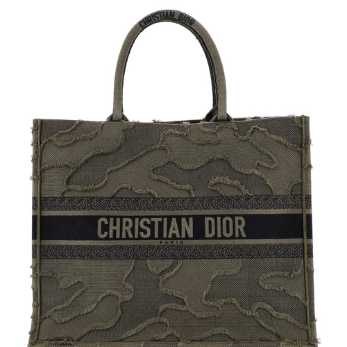 Book Tote Camouflage Embroidered Canvas Large