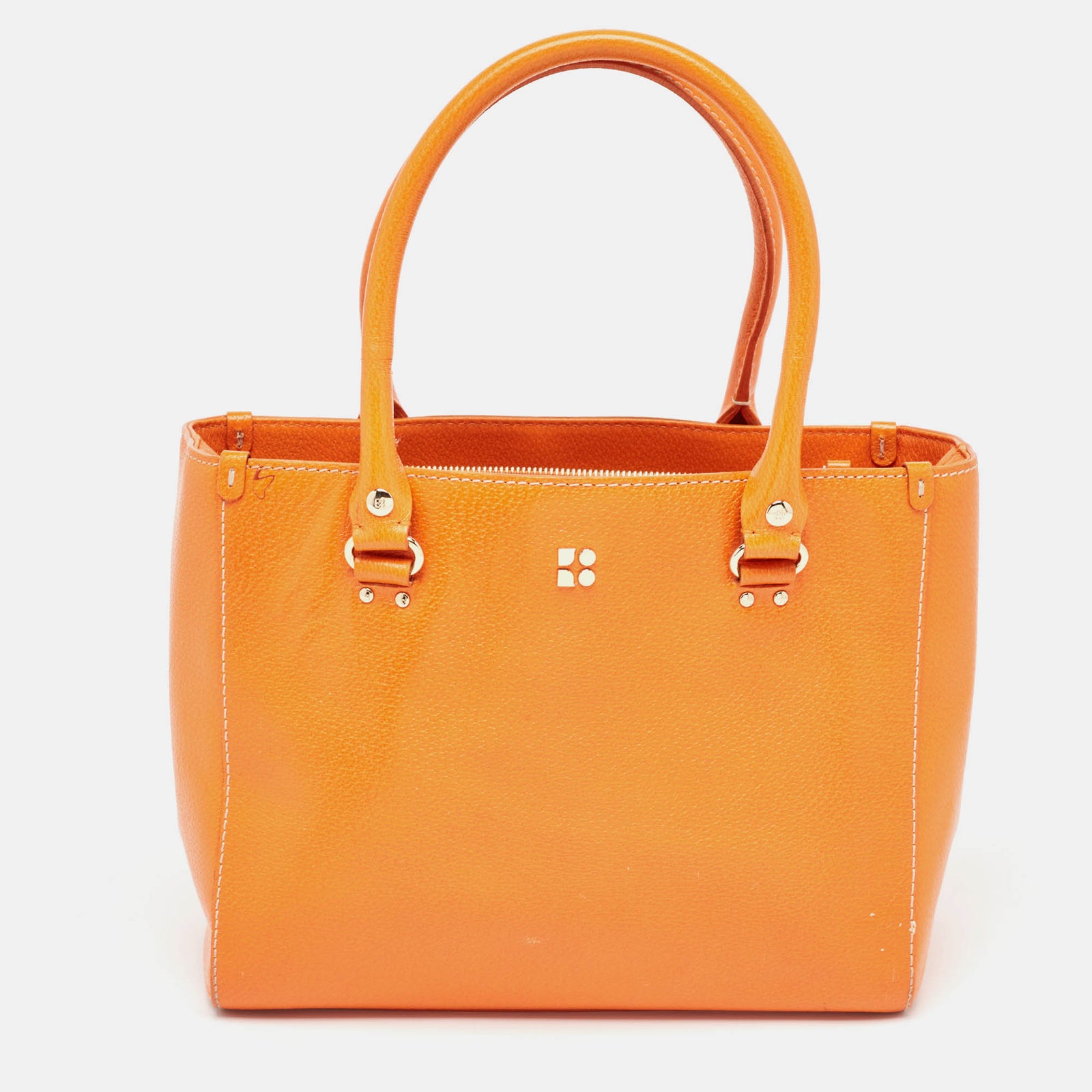 Kate Spade Orange Leather Middle Zip Tote