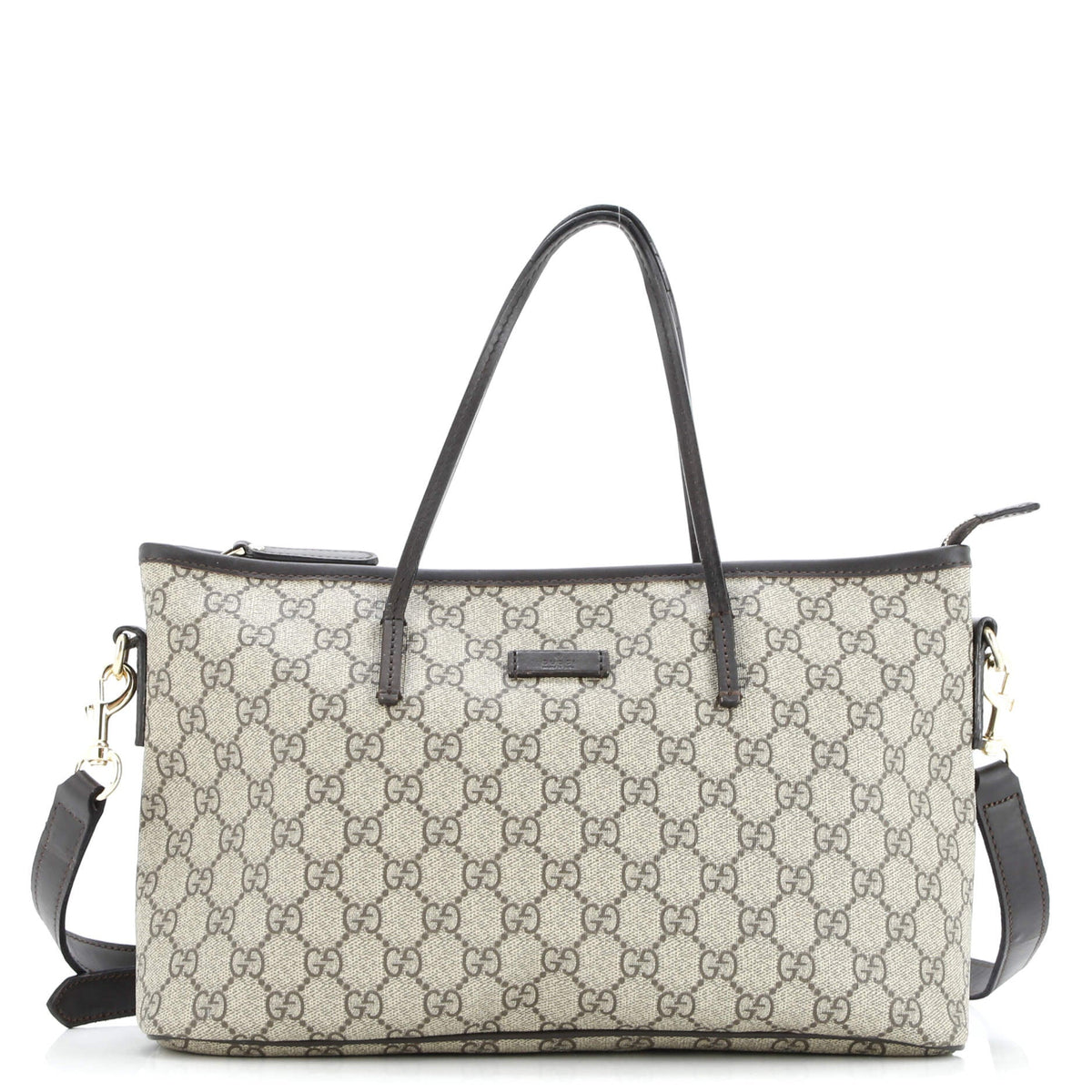 Gucci GUCCI Convertible Zip Tote GG Coated Canvas with Leather Medium