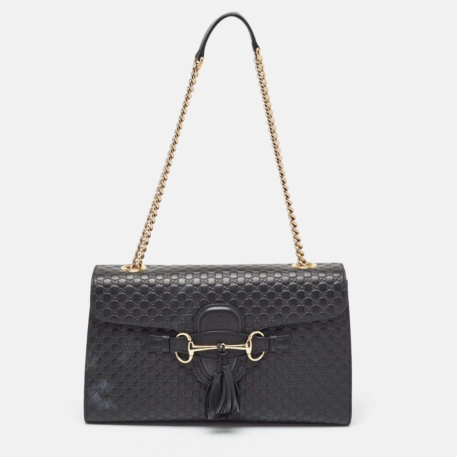 Gucci Black Microguccissima Leather Medium Emily Shoulder Bag