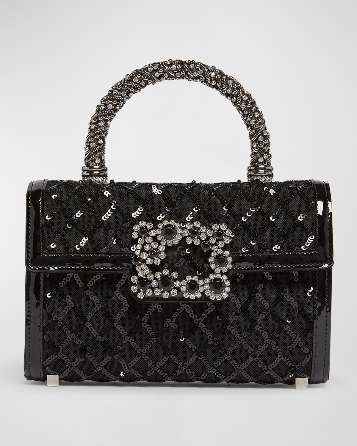 Roger Vivier Mini Envelope Flap Sequined Mesh Top-Handle Bag