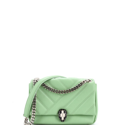 BVLGARI Serpenti Cabochon Shoulder Bag Diagonal Quilted Leather Small