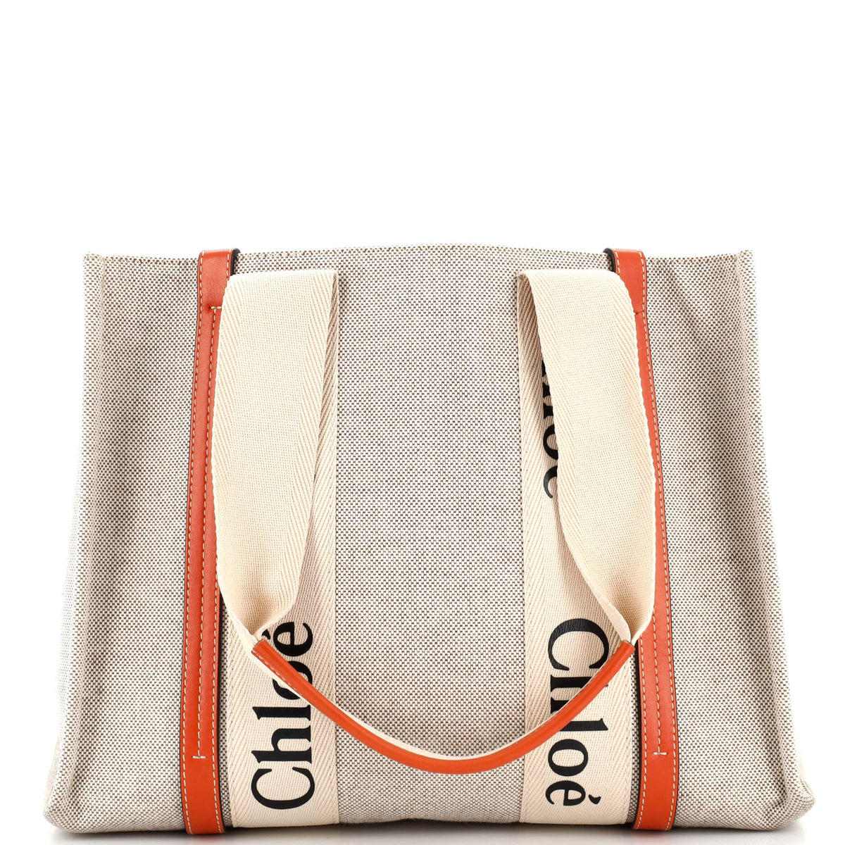 Chloe CHLOE Woody Tote Canvas with Leather Medium