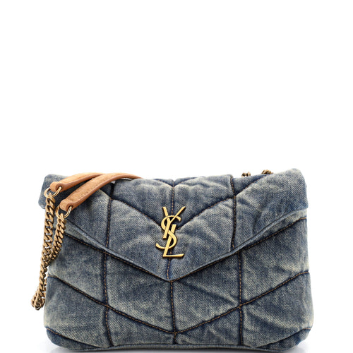 Loulou Puffer Shoulder Bag Quilted Vintage Denim Mini