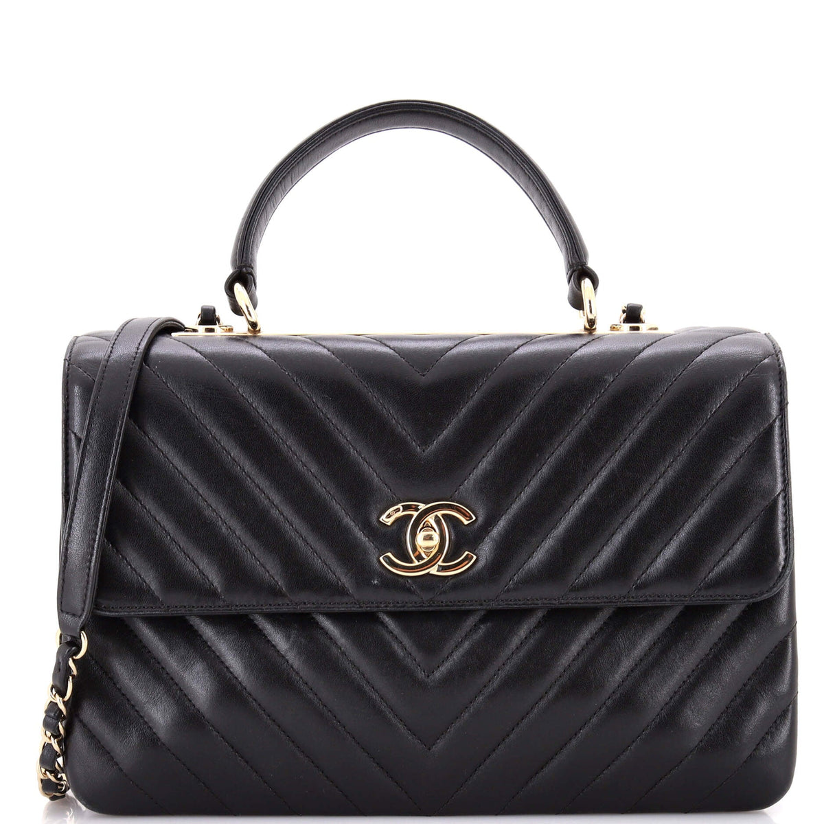 Chanel CHANEL Trendy CC Top Handle Bag Chevron Lambskin Medium