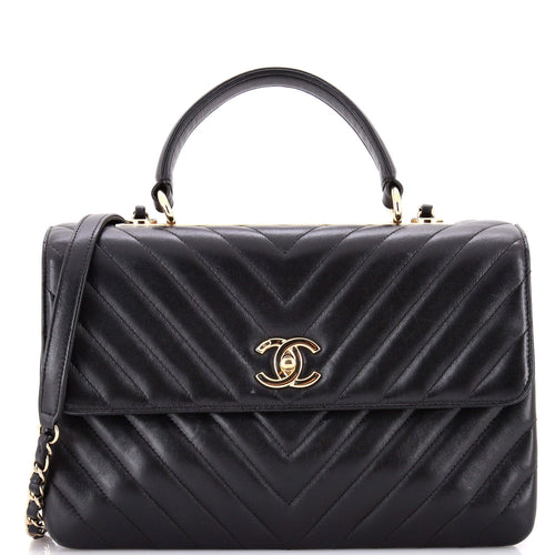 CHANEL Trendy CC Top Handle Bag Chevron Lambskin Medium