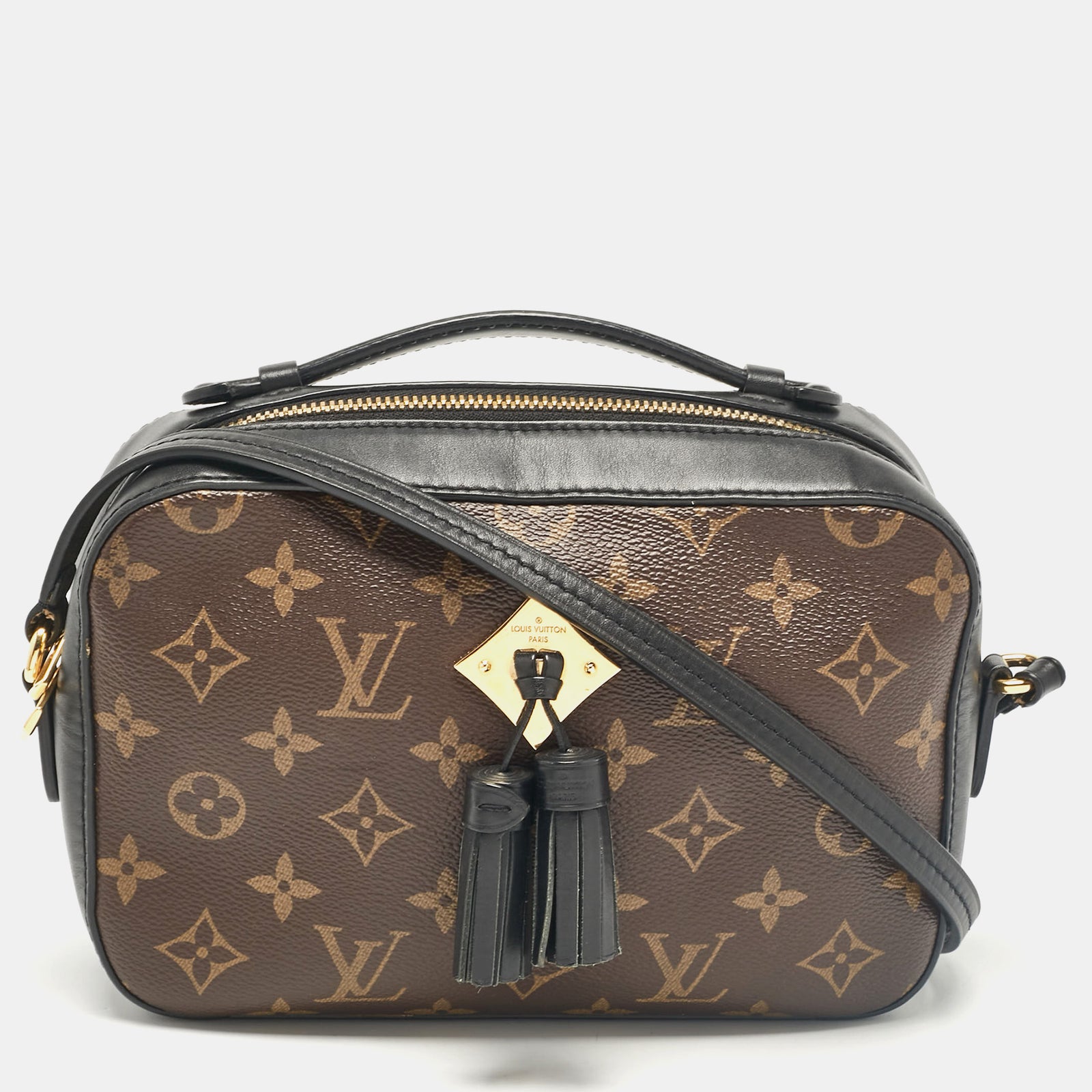 Louis Vuitton Schwarze Saintonge-Umhängetasche aus Canvas mit Monogramm