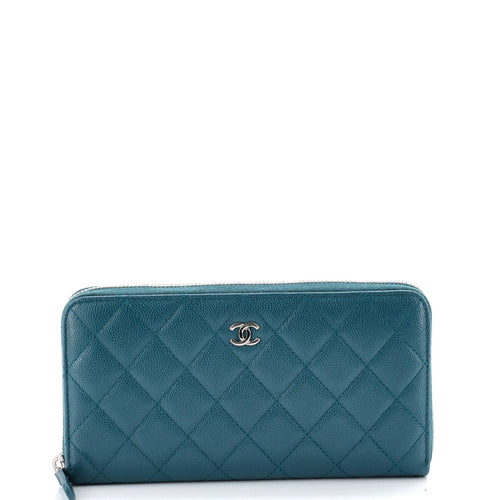 CHANEL Zip Around Wallet Quilted Caviar Long