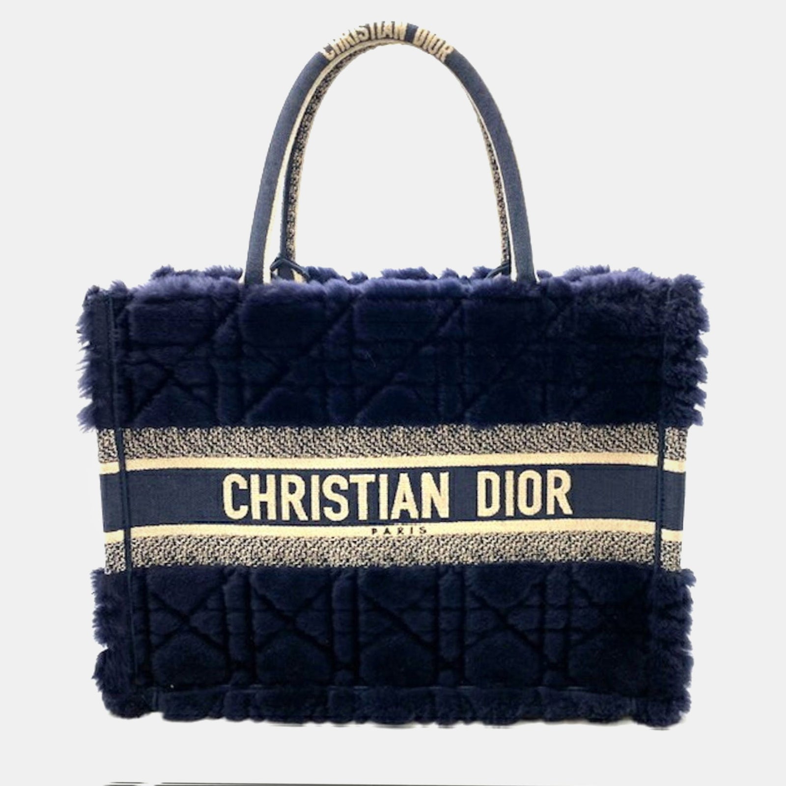 Dior Blue Shearling Medium Book Tote Bag