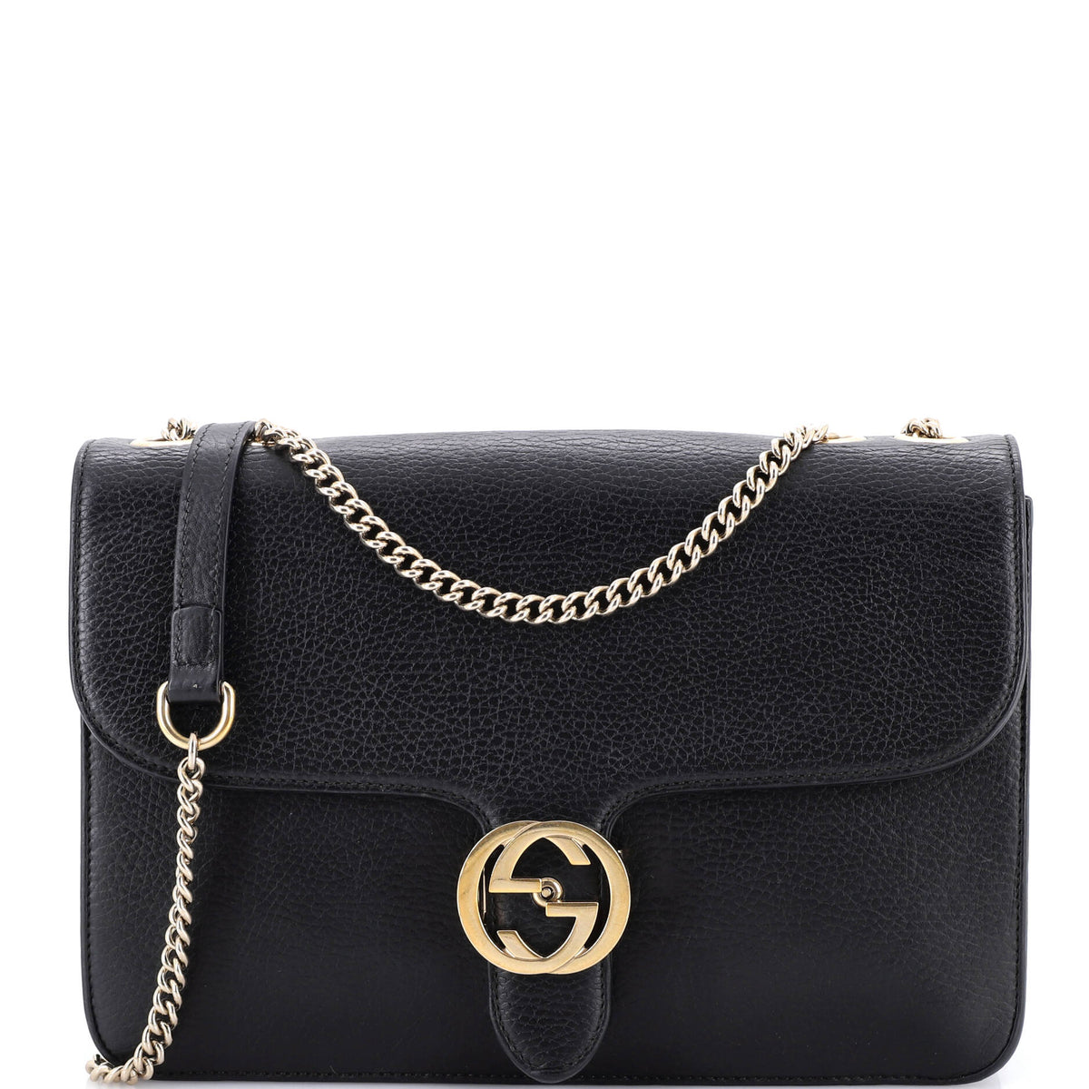 Gucci GUCCI Interlocking Shoulder Bag Leather Medium