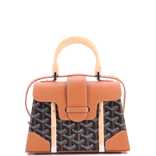 GOYARD Structured Saigon Top Handle Bag Coated Canvas with Leather Mini
