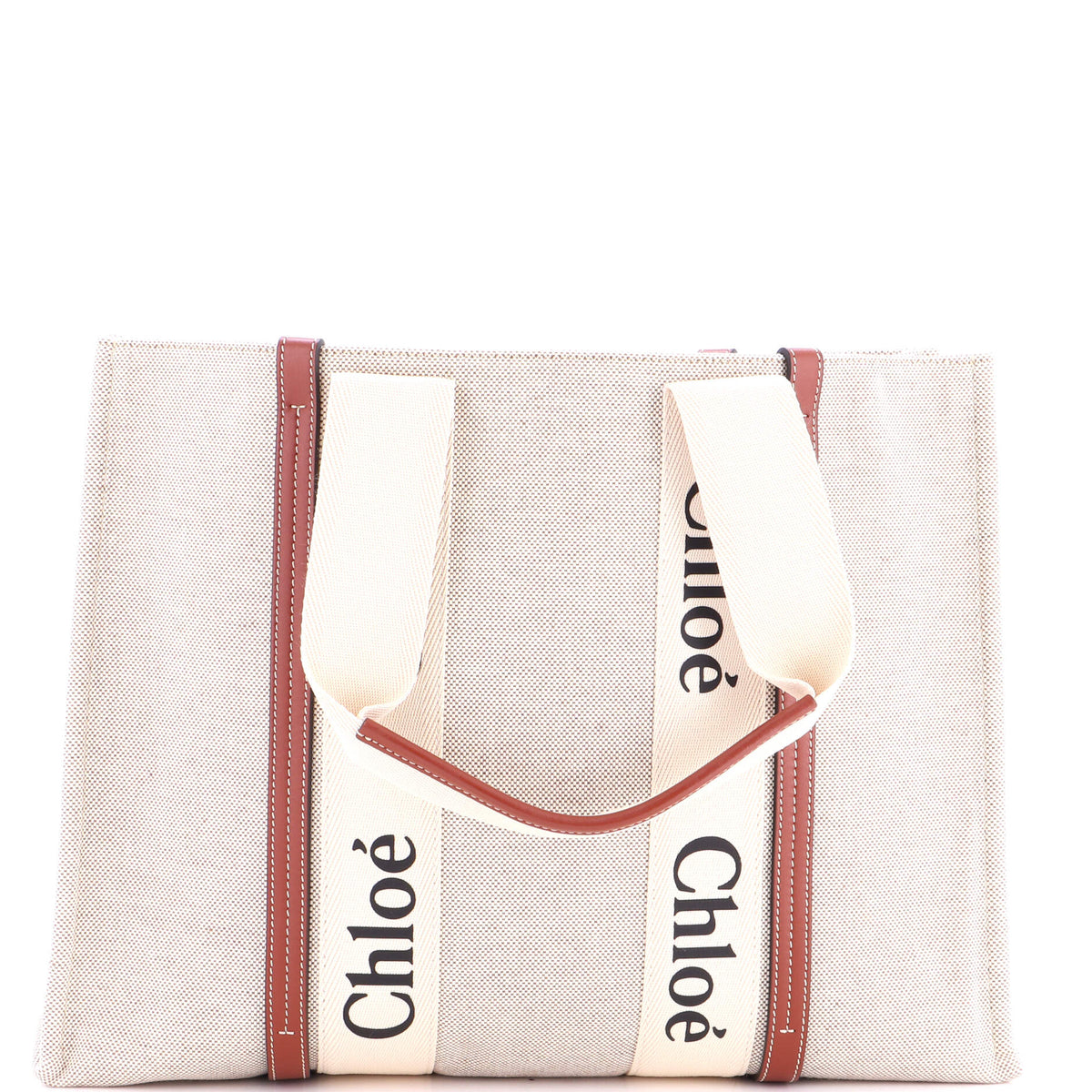 Chloe CHLOE Woody Tote Canvas with Leather Large