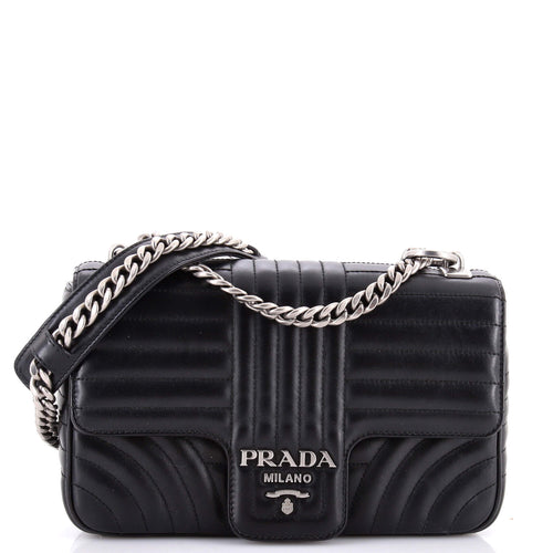 PRADA Chain Flap Shoulder Bag Diagramme Quilted Leather Medium