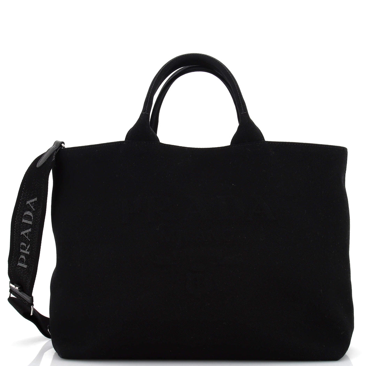 Prada PRADA Embossed Logo Drill Convertible Tote Canvas Medium