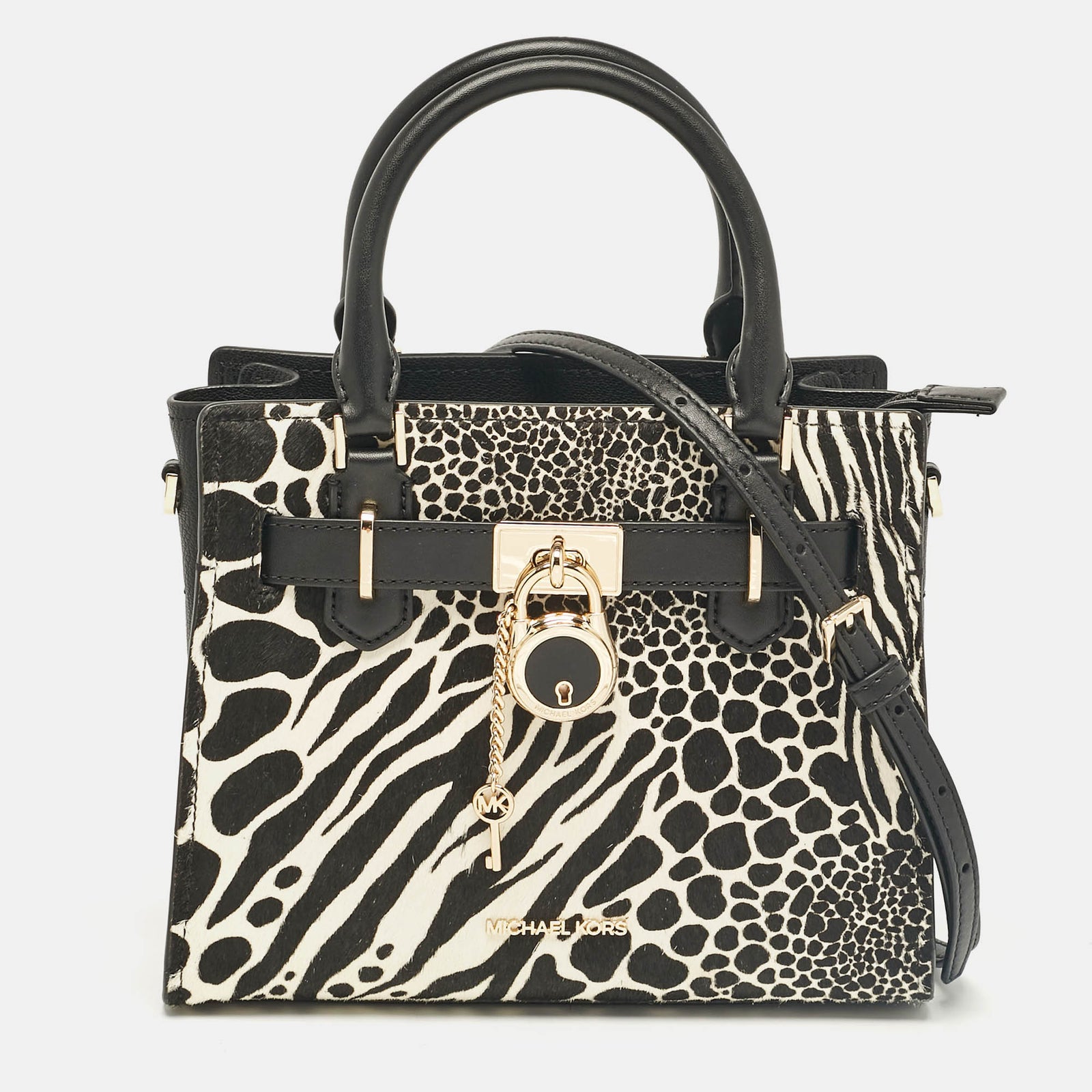 Michael Kors Black Calfhair and Leather Hamilton Tote