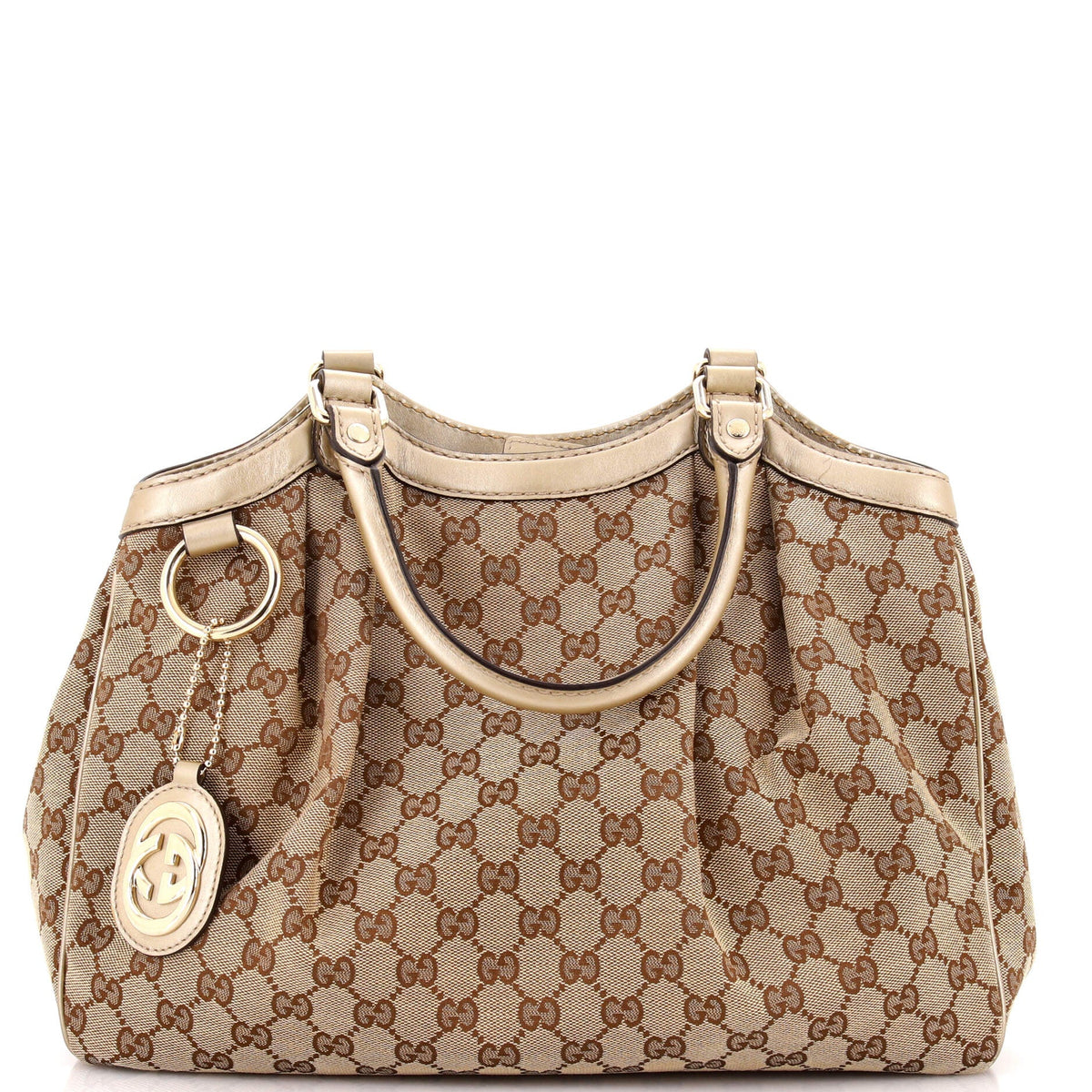 Gucci GUCCI Sukey Tote GG Canvas with Leather Medium