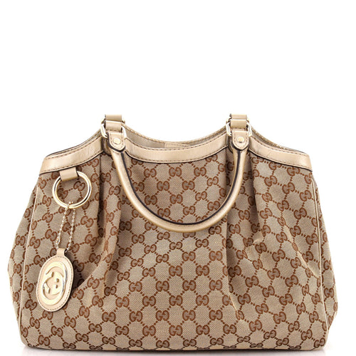 GUCCI Sukey Tote GG Canvas with Leather Medium