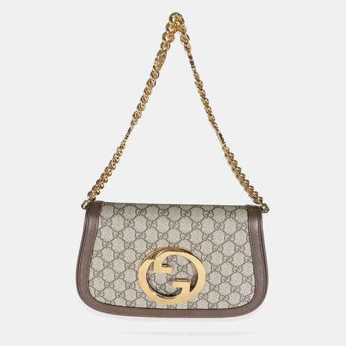 Beige GG Supreme Canvas Blondie Shoulder Bag
