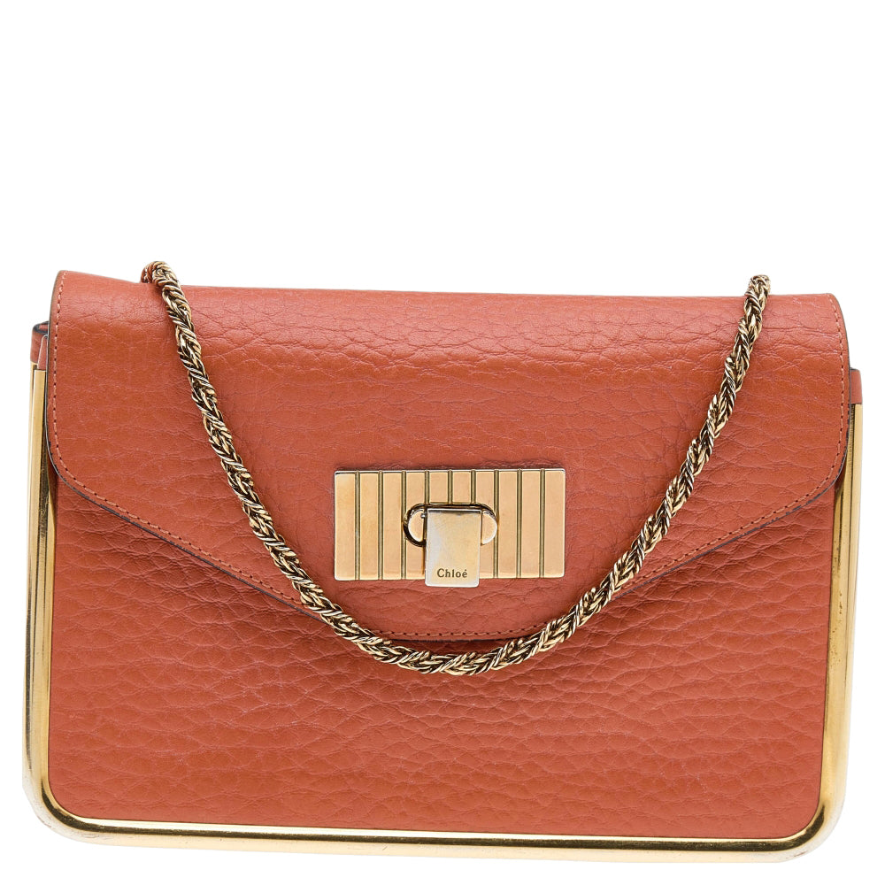 Chloe Orange Leather Small Sally Shoulder Bag