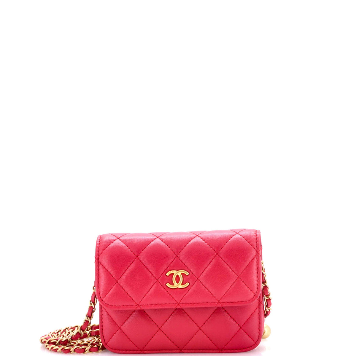 Chanel CHANEL Pearl Crush Flap Clutch with Chain Quilted Lambskin Mini