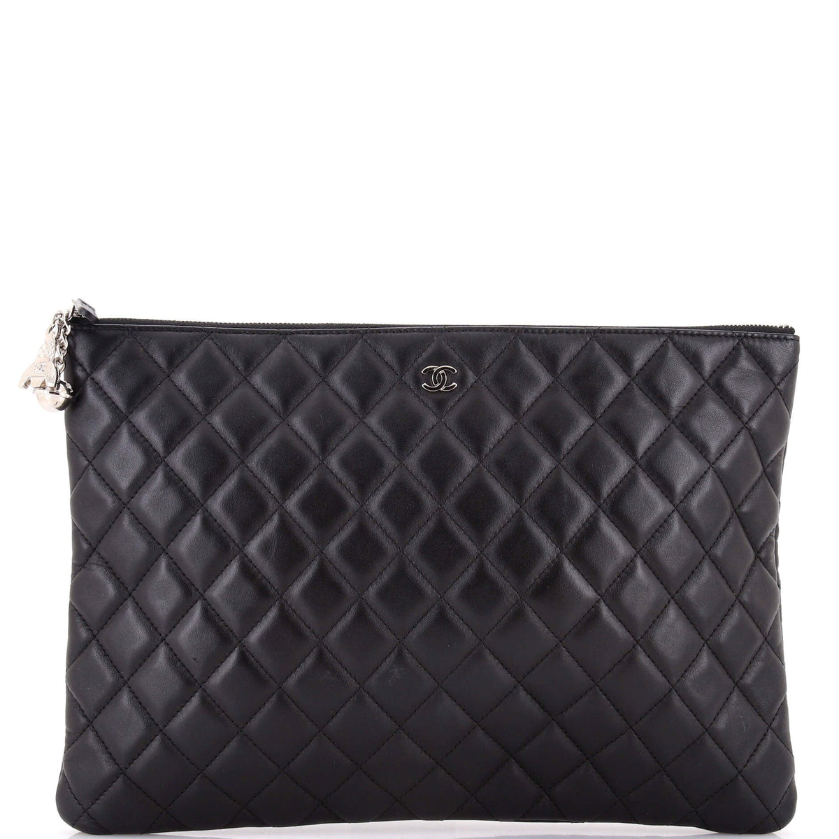 Chanel CHANEL Cosmo Charms O Case Clutch Quilted Lambskin Large