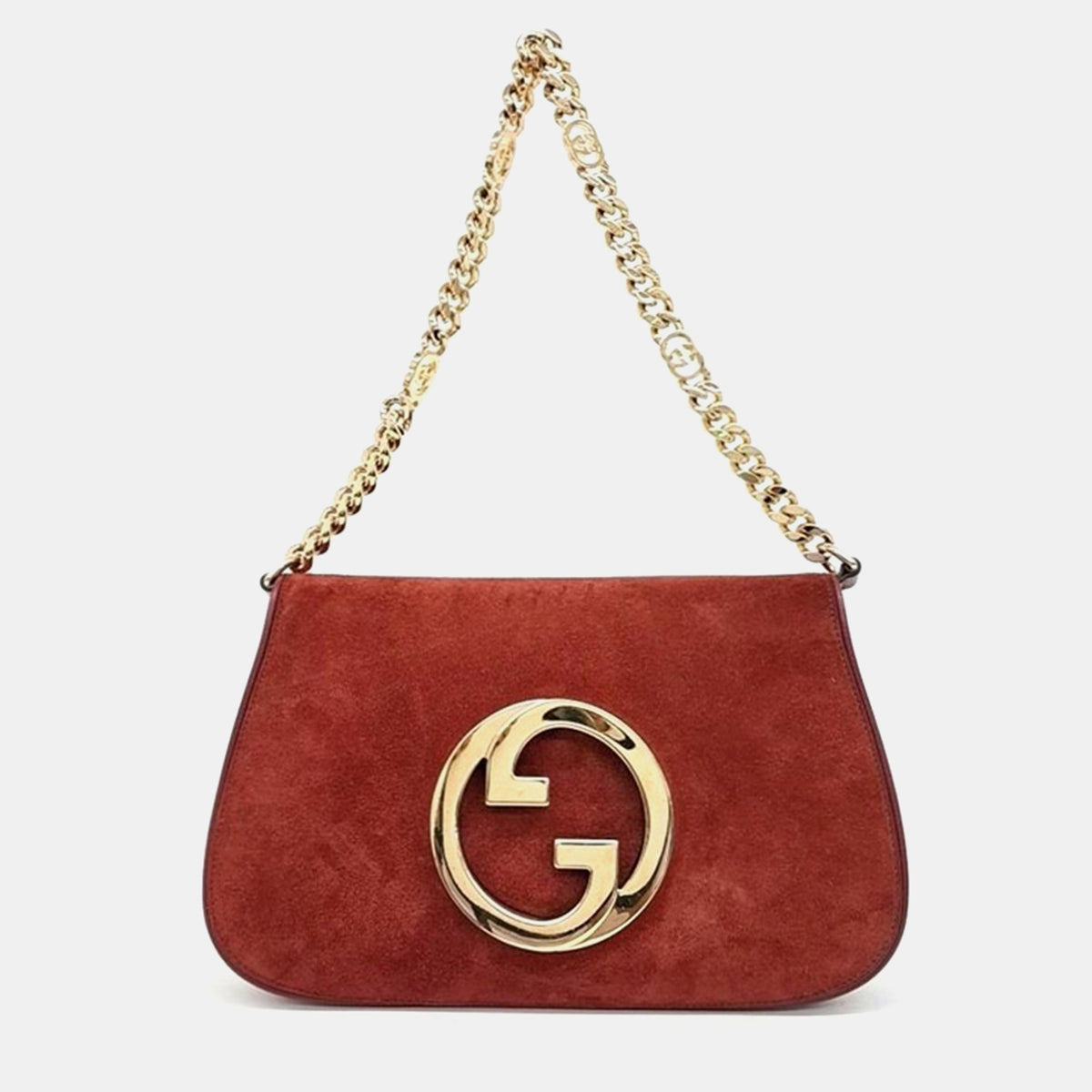 Gucci Blondie Red Suede Talco Roxy Calfskin Blondie Chain Shoulder Flap Bag