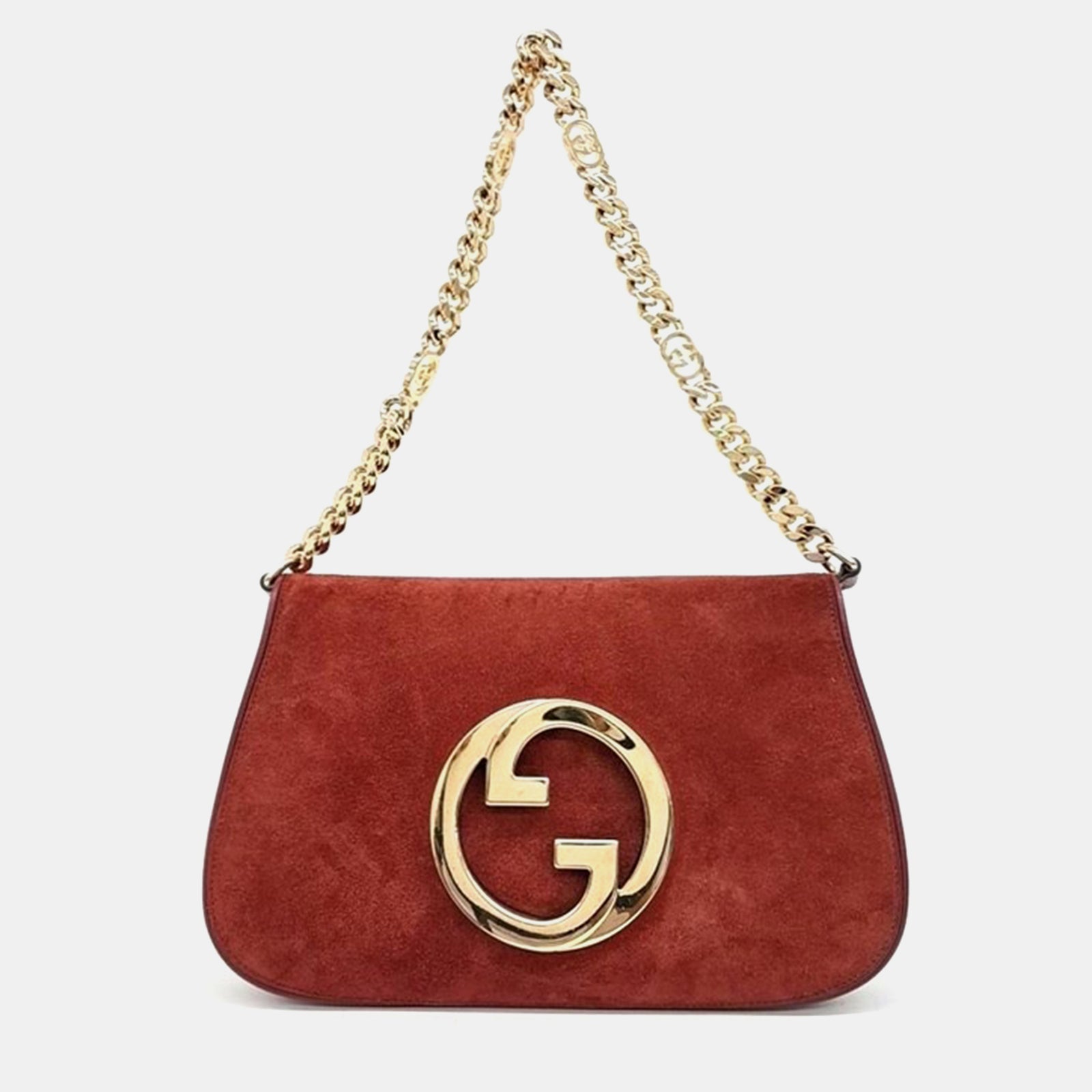 Gucci Sac à bandoulière à rabat et chaîne Blondie en daim rouge Talco Roxy en cuir de veau