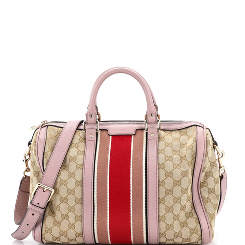GUCCI Vintage Web Boston Bag GG Canvas Medium