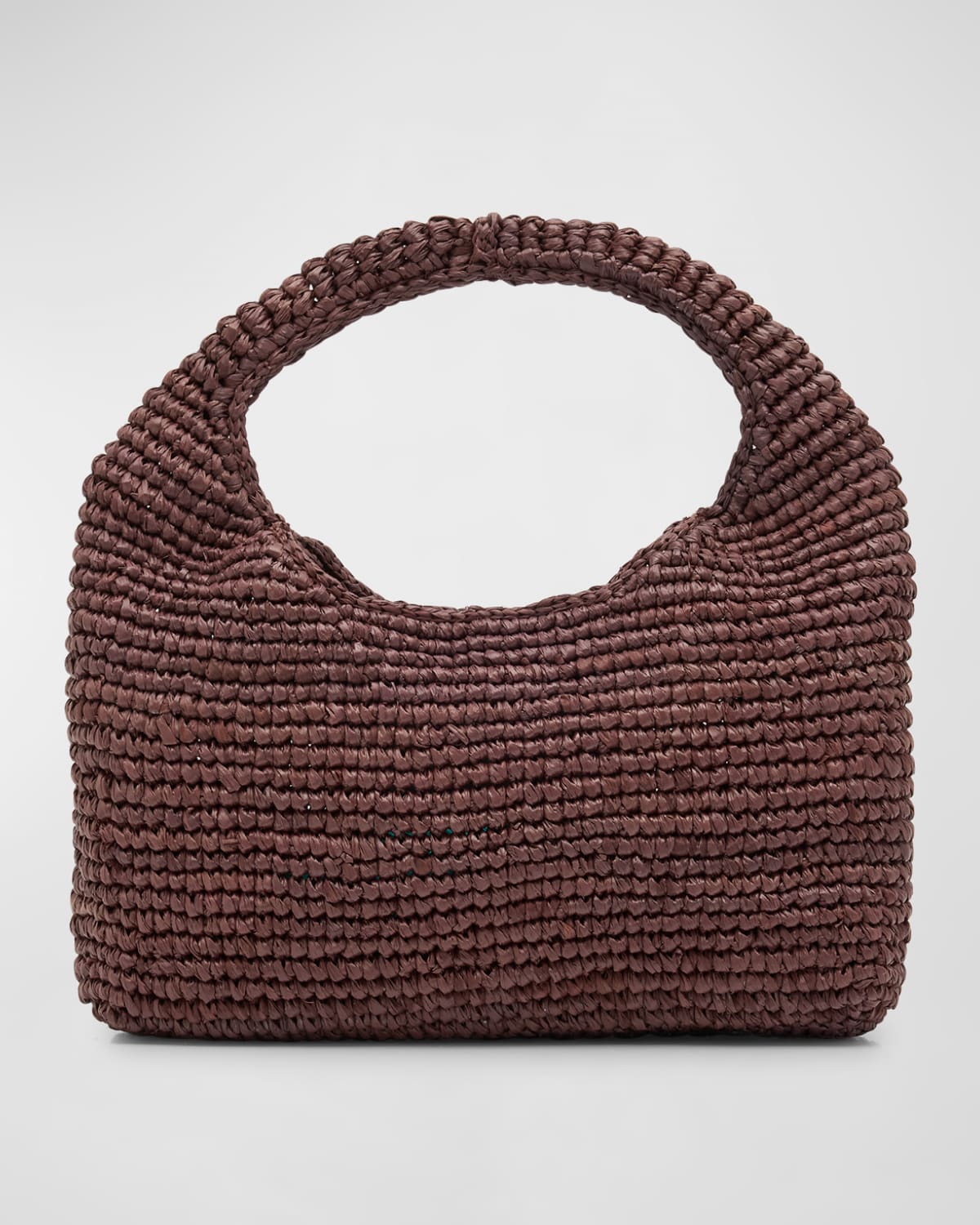 Manebi Half Moon Raffia Top-Handle Bag