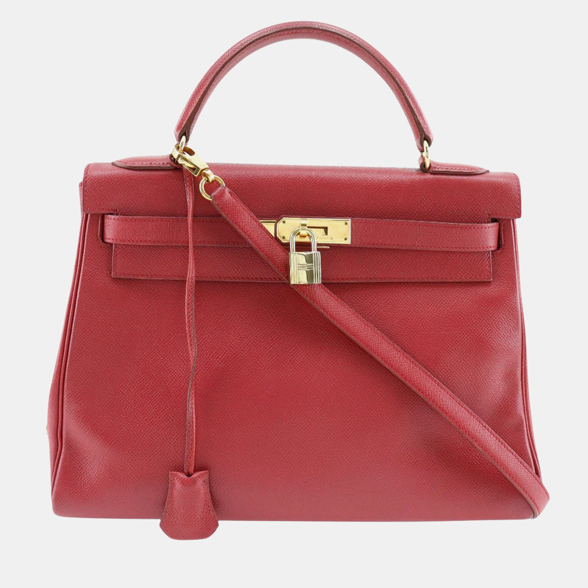 Hermès Red Courchevel Leather Kelly 32 Tote Bag