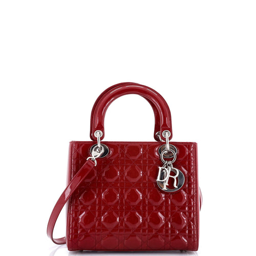 Lady Dior Bag Cannage Quilt Patent Medium