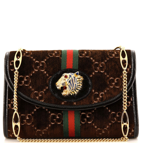 GUCCI Rajah Web Chain Shoulder Bag GG Velvet Small