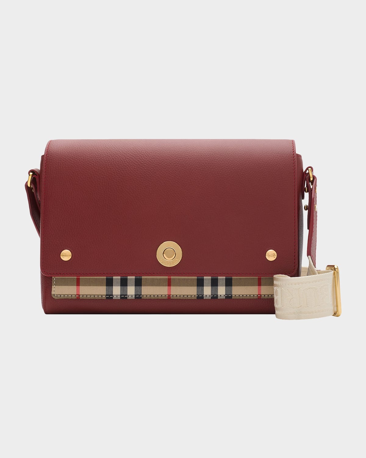 Burberry Note Leather & Check Crossbody Bag