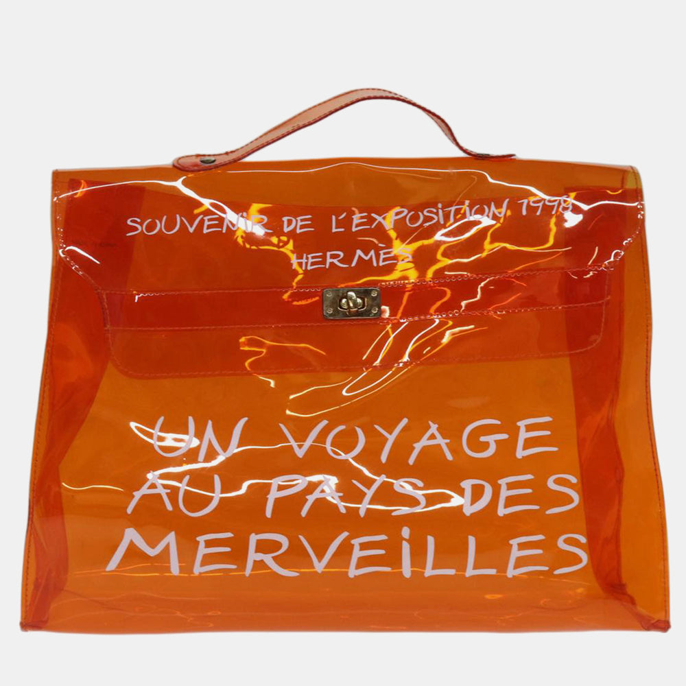 Sac à main Kelly Souvenir De L'Exposition Vinyle Orange