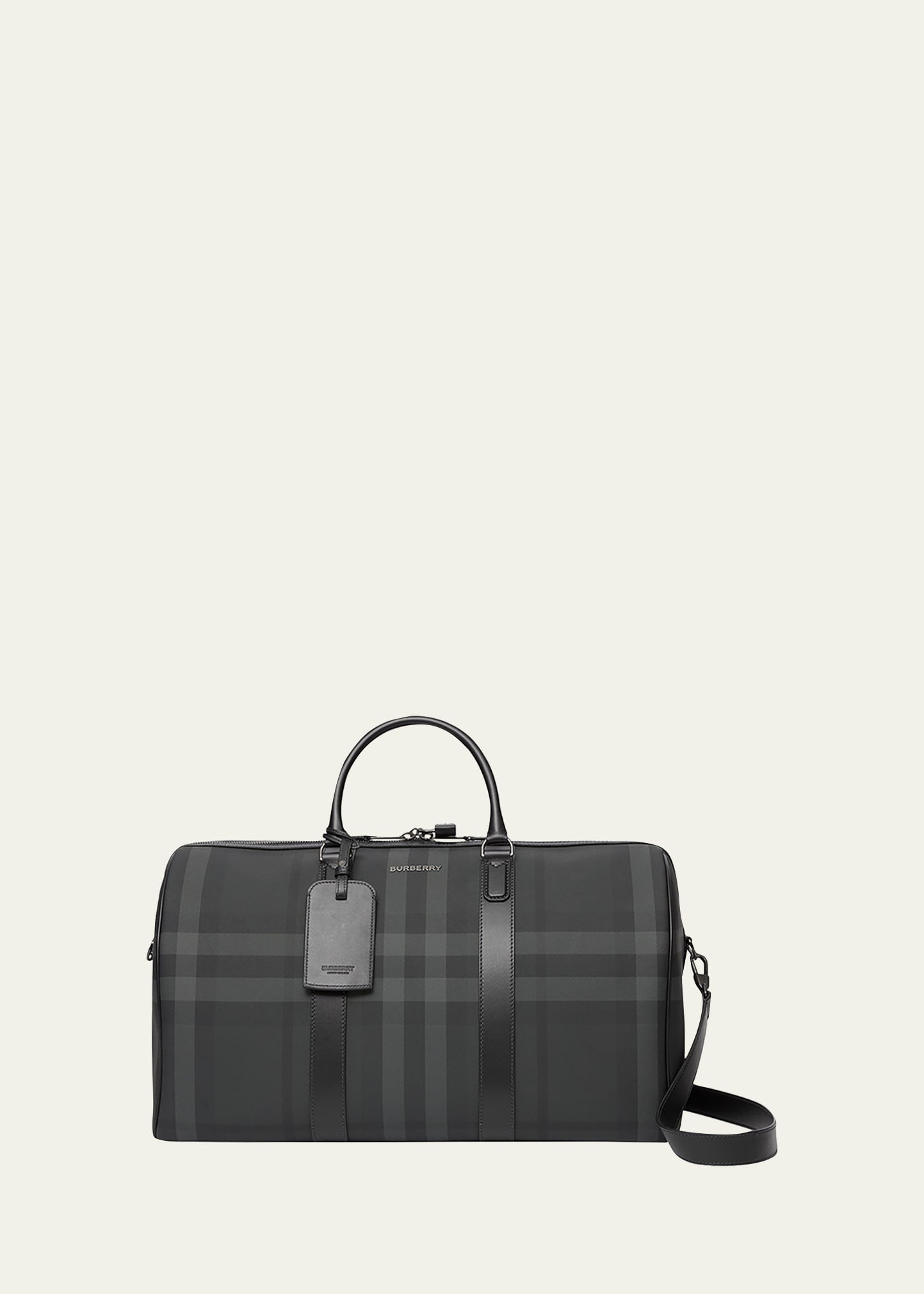 Burberry Men's Charcoal Check Holdall Duffel Bag