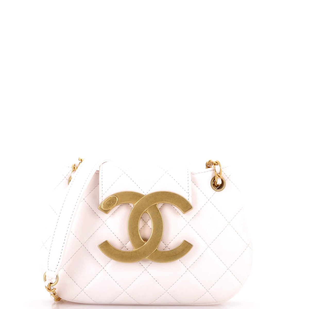 Chanel CHANEL Giant CC Chain Compartment Messenger Bag Quilted Lambskin Small