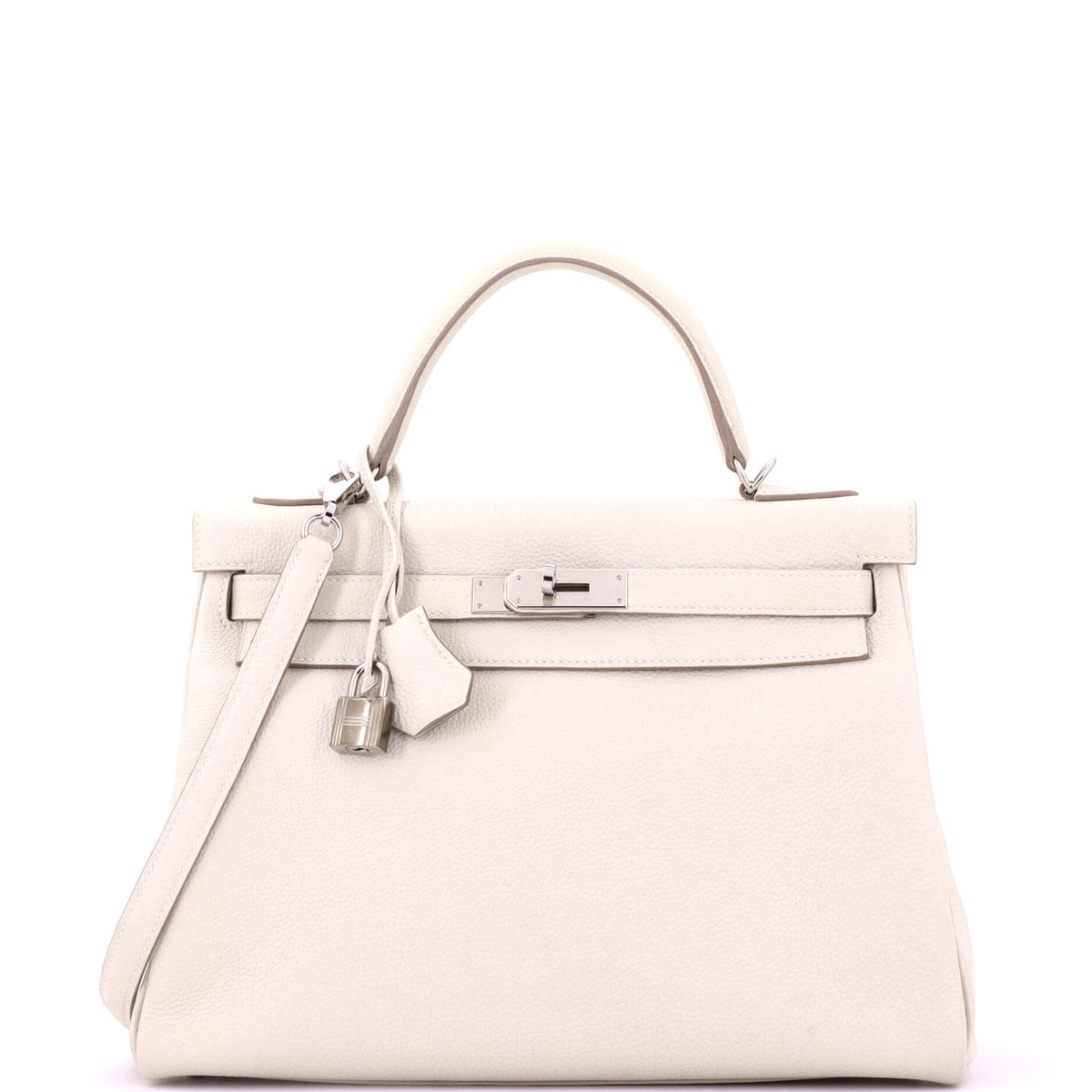Herm?s Kelly Handbag Light Togo with Palladium Hardware 32